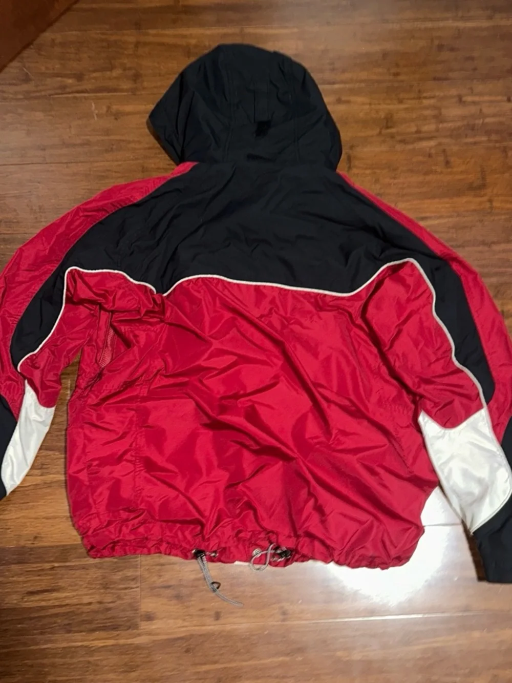 Columbia Men’s Red and White Hooded Jacket with Mesh Lining